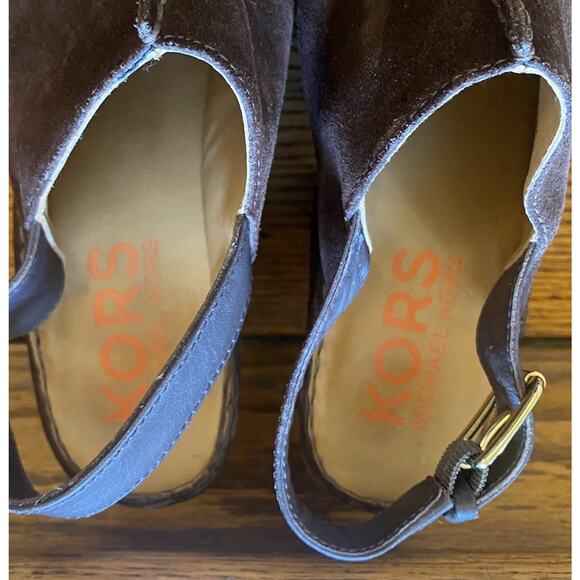 Kors by Michael Kors Quincy Brown Suede Clog 8 Platform Heels - Picture 7 of 9